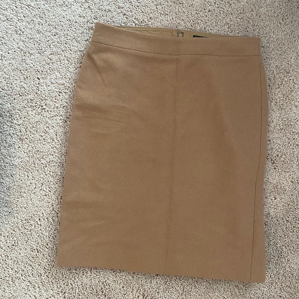 Tan Wool Pencil Skirt